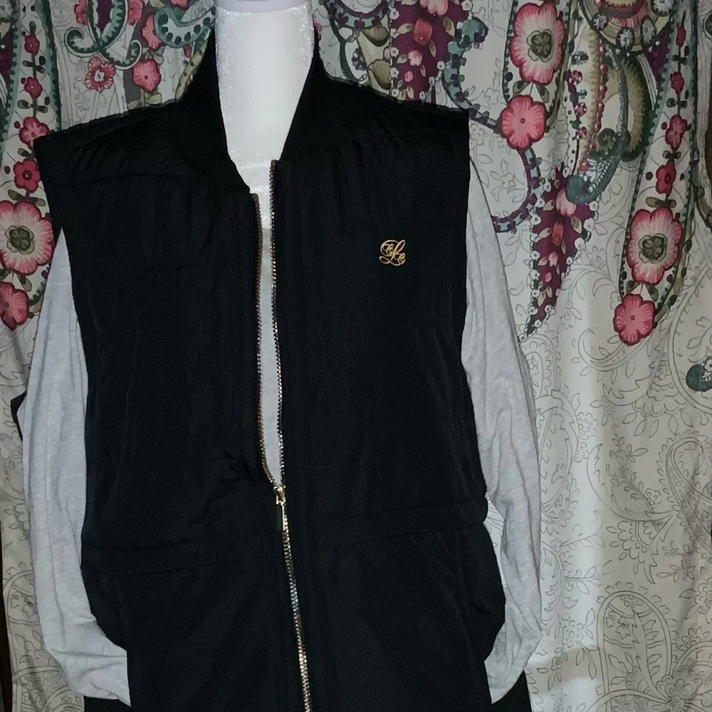 NWT EP New York XL Black Quilted Snake Skin print Golf Tennis Vest Gold Zipper